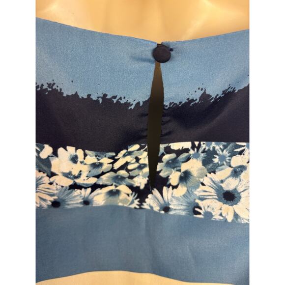 Ann Taylor Loft Blue Striped Floral Dress | Size S Petite | Empire Waist - Picture 5 of 11